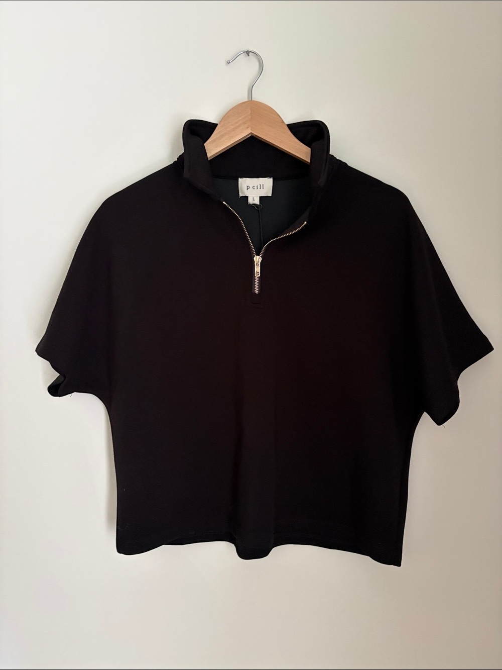 NWT P Cill Millie Performance Top 1/4 Zip in Black Butter Modal Capsule Size L